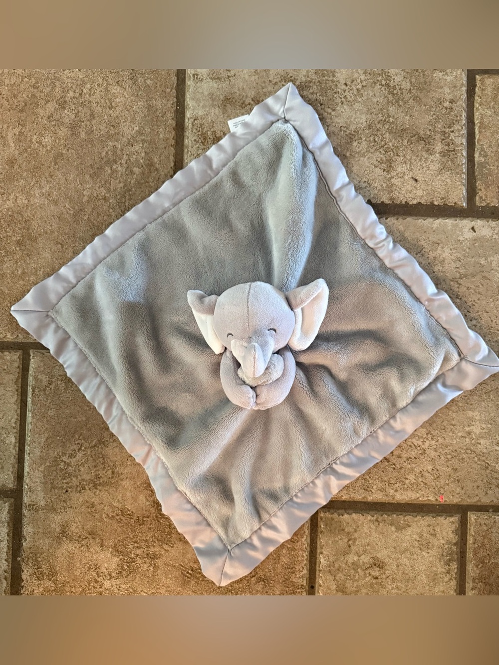 Carters Gray Elephant Security Blanket Plush Lovey Satin Trim Neutral Nursery